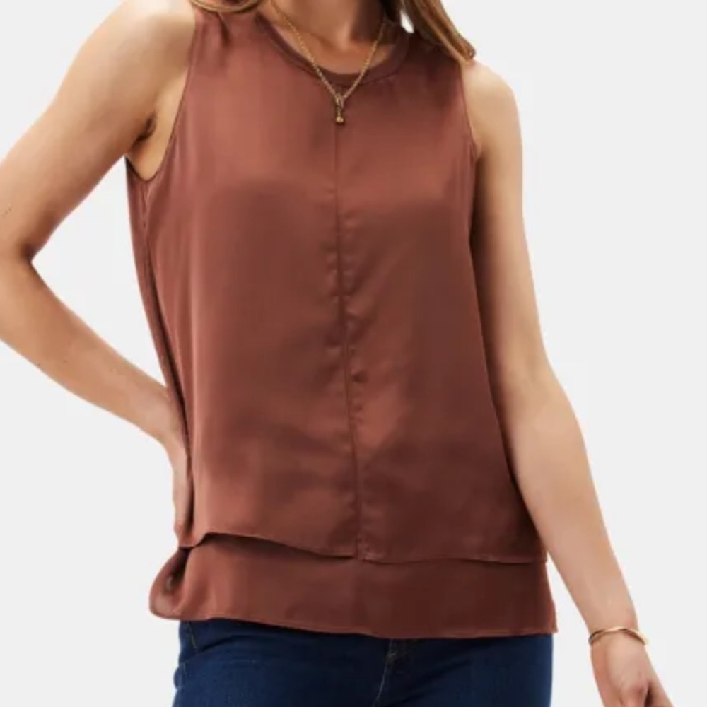 Amour Vert Calais Espresso Brown Stretch Knit Tank Top Size XS (NWT $98)